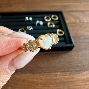 Gold Heart Ring with Crystal Accents